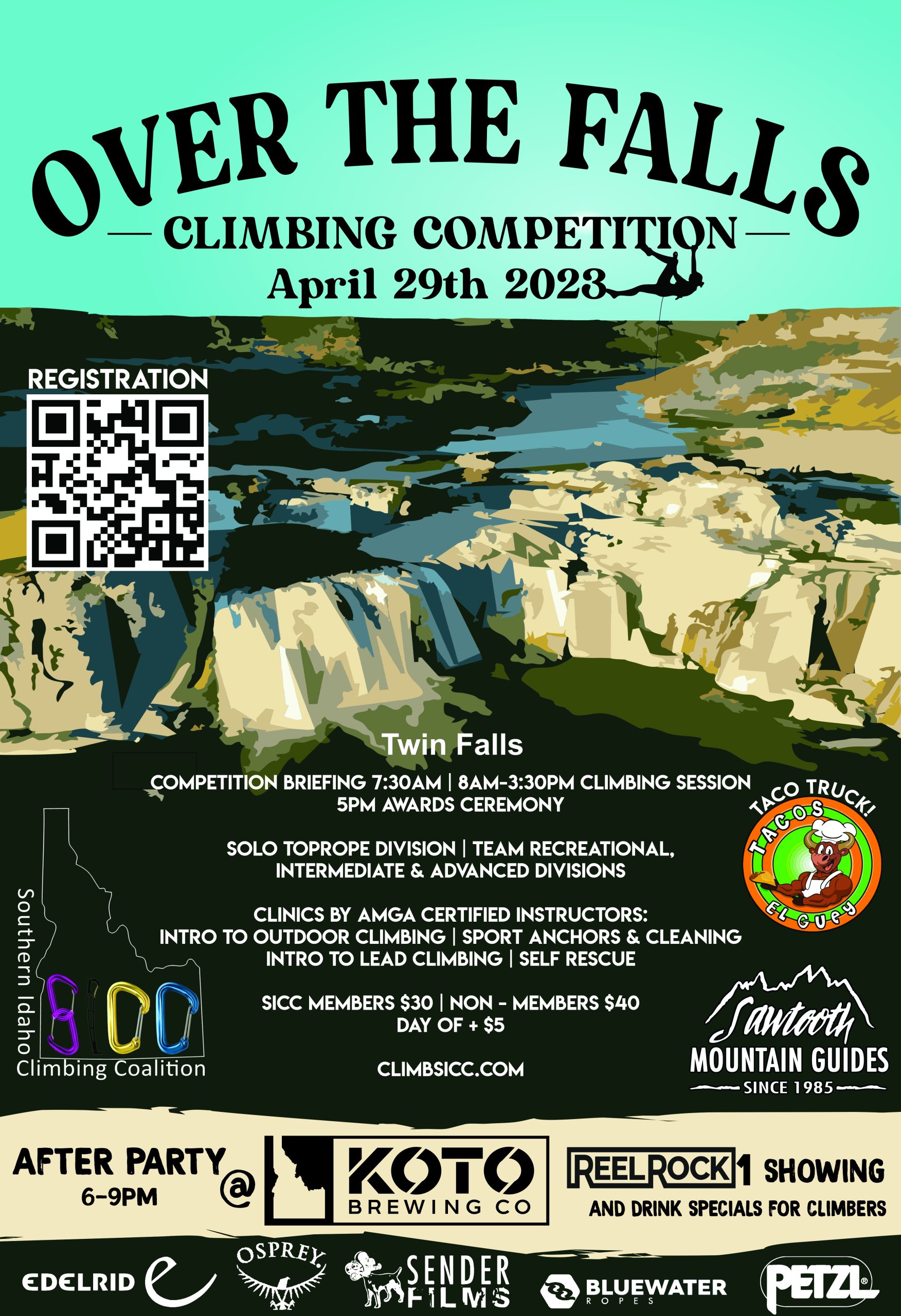 Over the Falls Climbing Competition! April 29, 2023 Southern Idaho